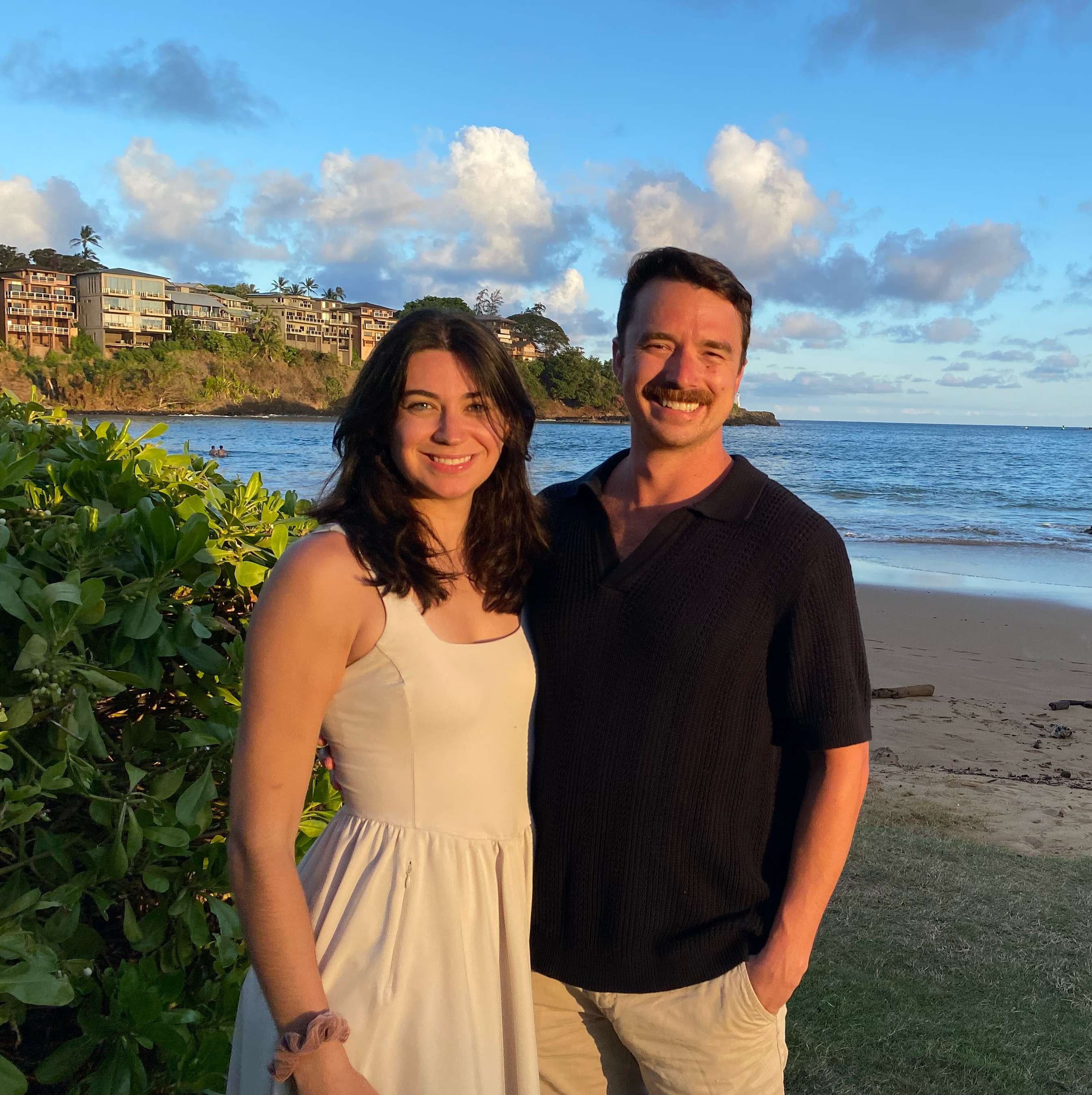 The founders on a Kaua'i beach at sunset